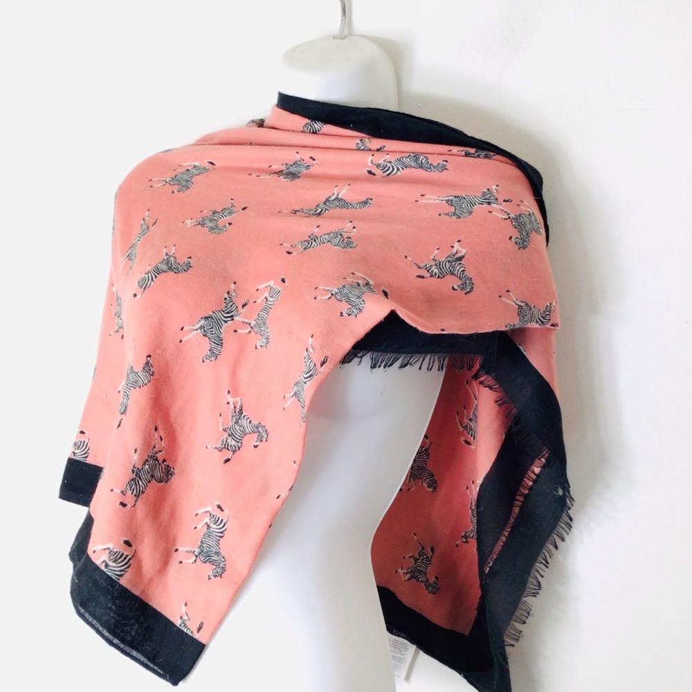 J. Crew Coral Zebra Pattern Scarf